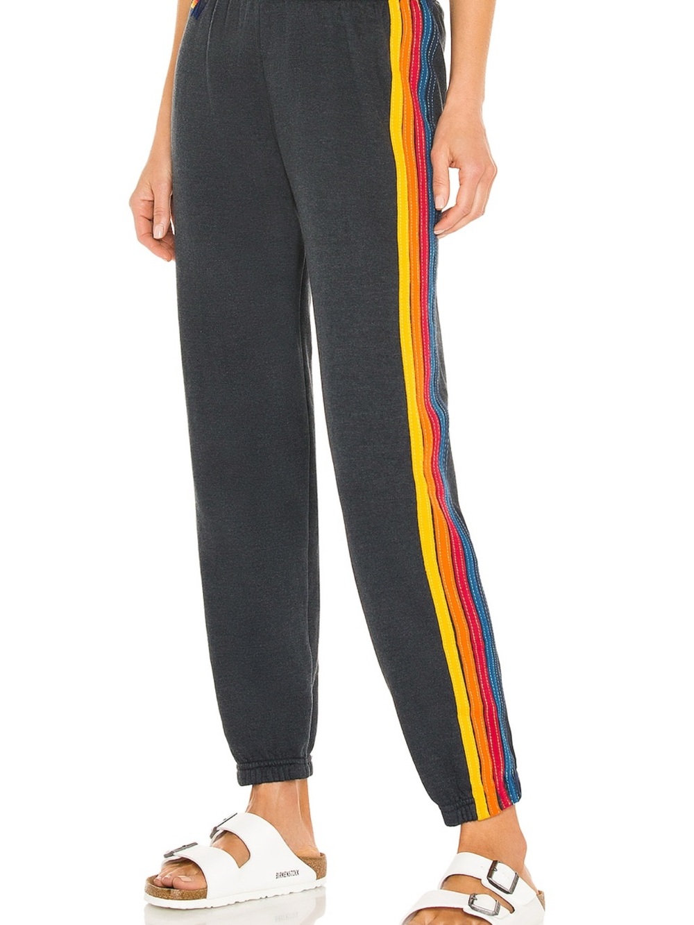 Aviator nation 5 stripe sweat jogger - charcoal